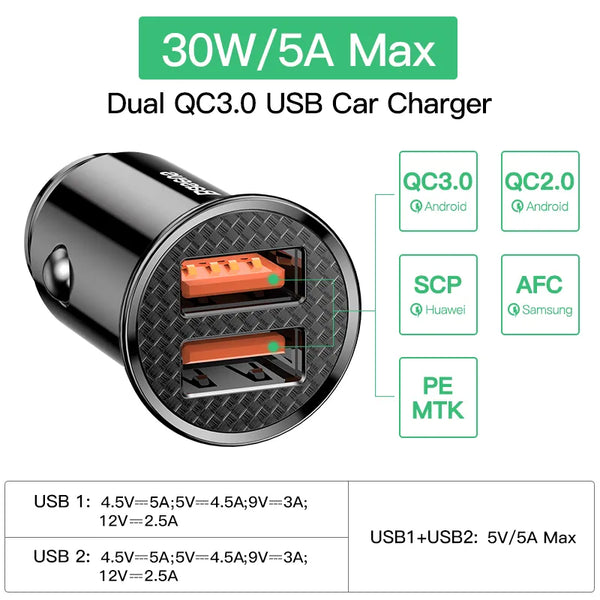 Car Charger 30W USB  Quick Charge 4.0