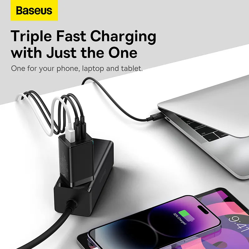 Quick Charger 65W 2 USB-C, USB With 100W USB-C Cable Gift