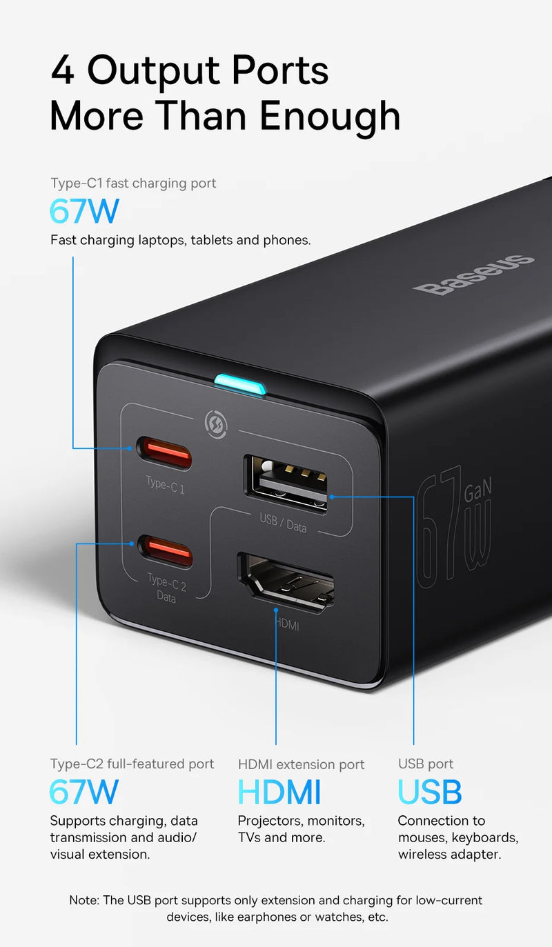 USB C Charger HUB 67W GaN5 Fast Charging