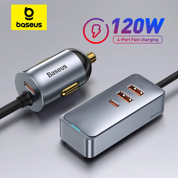 Car Charger 120W  Quick Charger QC 3.0 2 USB -C 2 USB