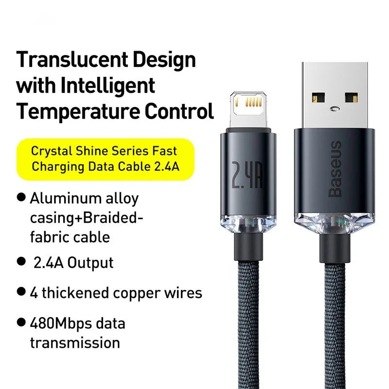 iPhone Fast 2.4A Data Charging Charger USB to Lightning Cable